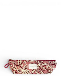DE LA MUR Came floral jacquard pencil case in ecru and pink, front view