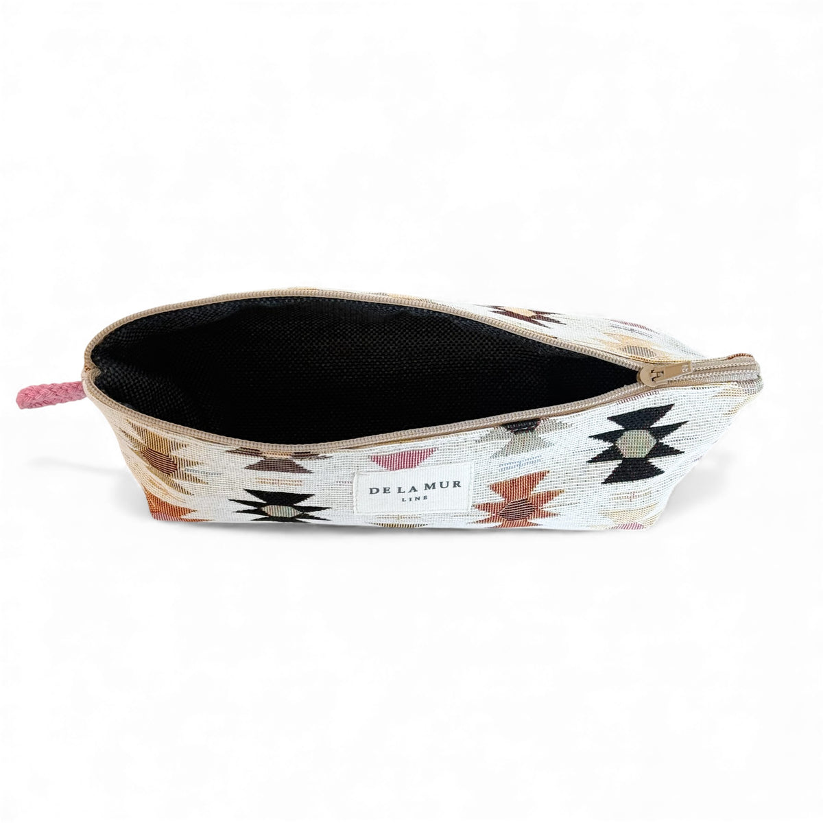 Open DE LA MUR Royal pencil case showing the lined interior
