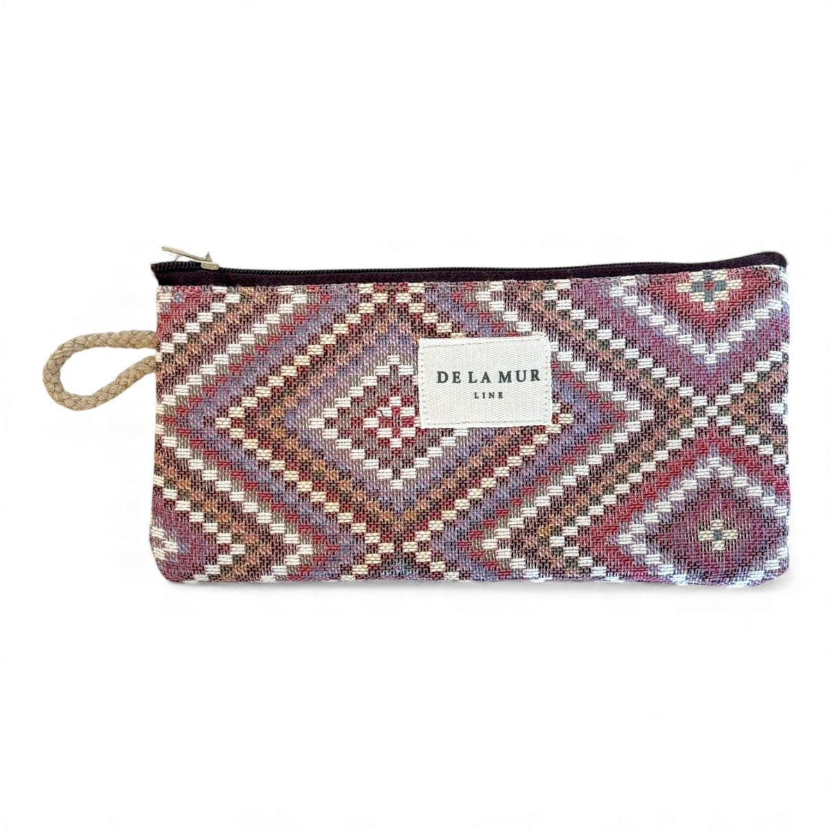 Geometric Jacquard Eyewear Case – Beige & Pink (Nana)
