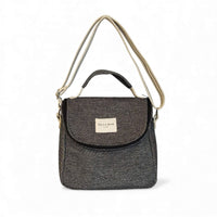 DE LA MUR Sinay black and gray melange jacquard lunch bag, front view