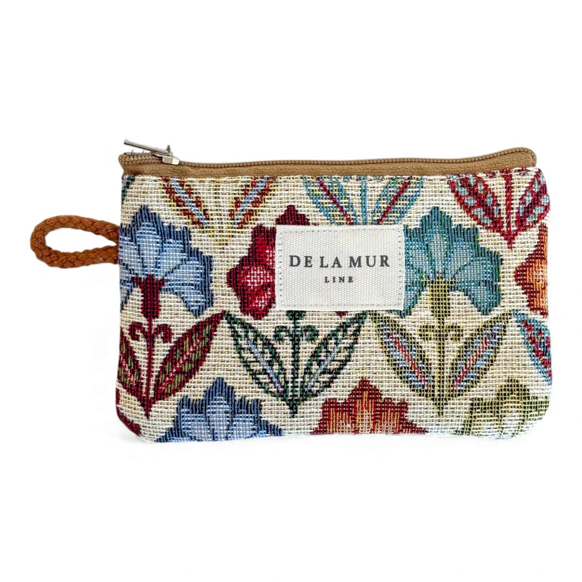 Floral Jacquard Coin Purse – Beige & Multicolor (Flora)