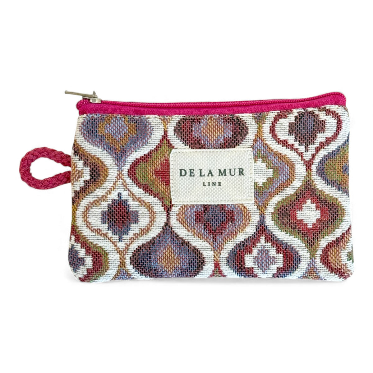 Geometric Jacquard Coin Purse – Terracotta & Lilac (Onda)