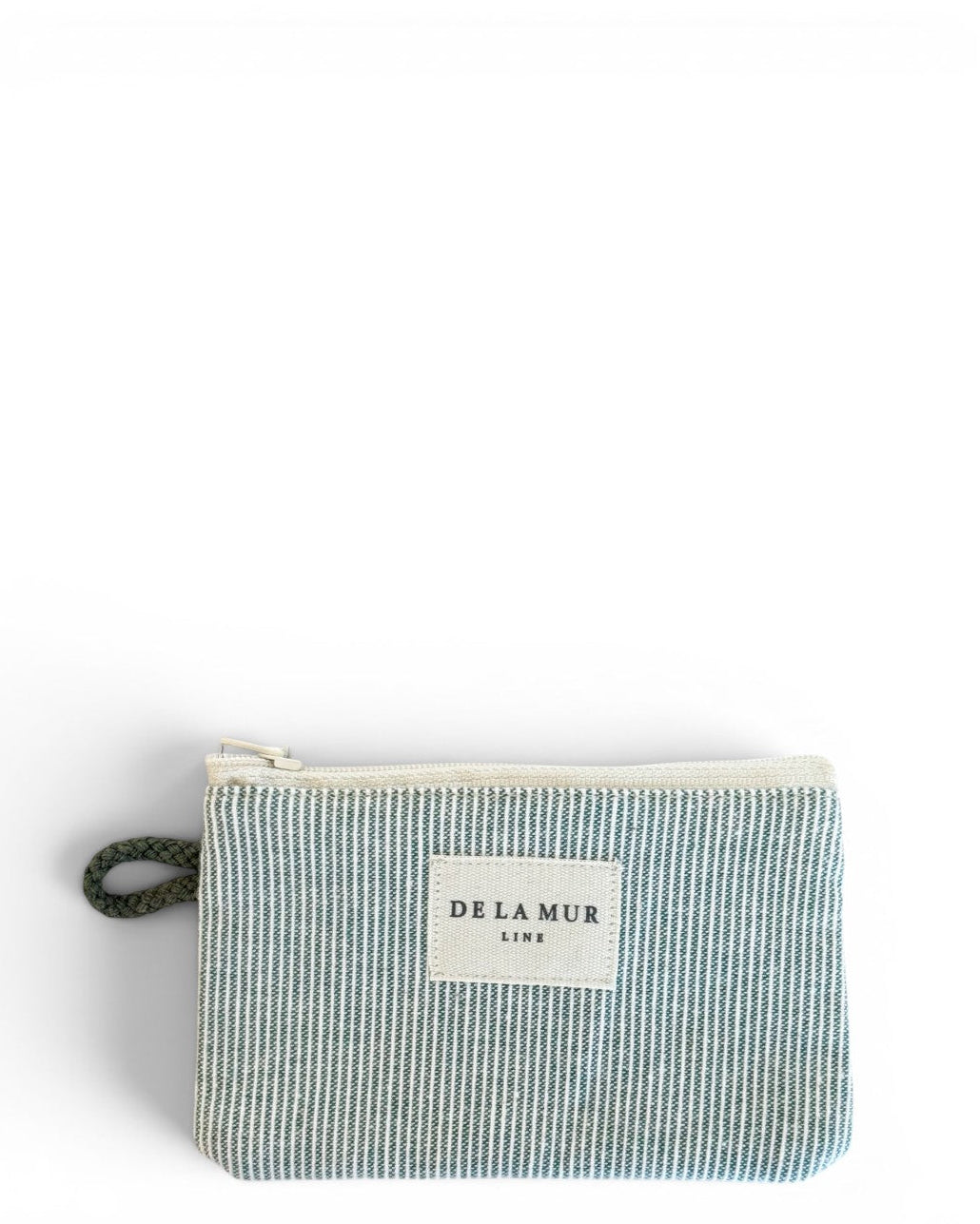 DE LA MUR Teo striped coin purse in green and light green, front view