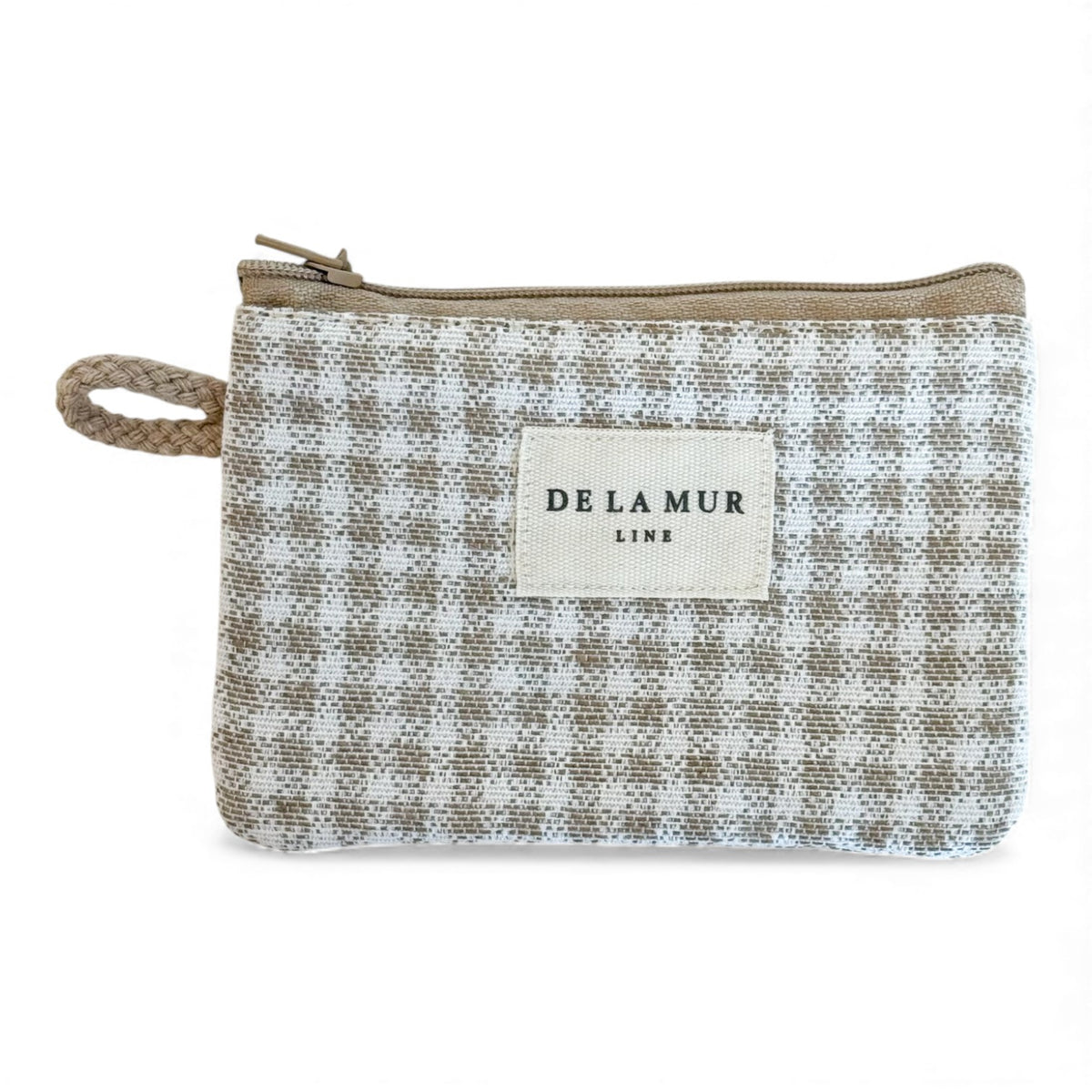 Gingham Jacquard Coin Purse – Beige & Ecru (Vison)