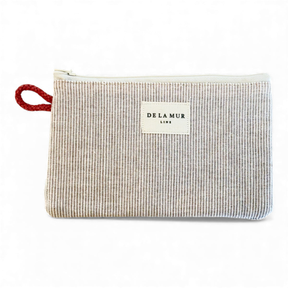 Striped Small Makeup Bag / Coin Purse – Pink & Gray (Ibi)