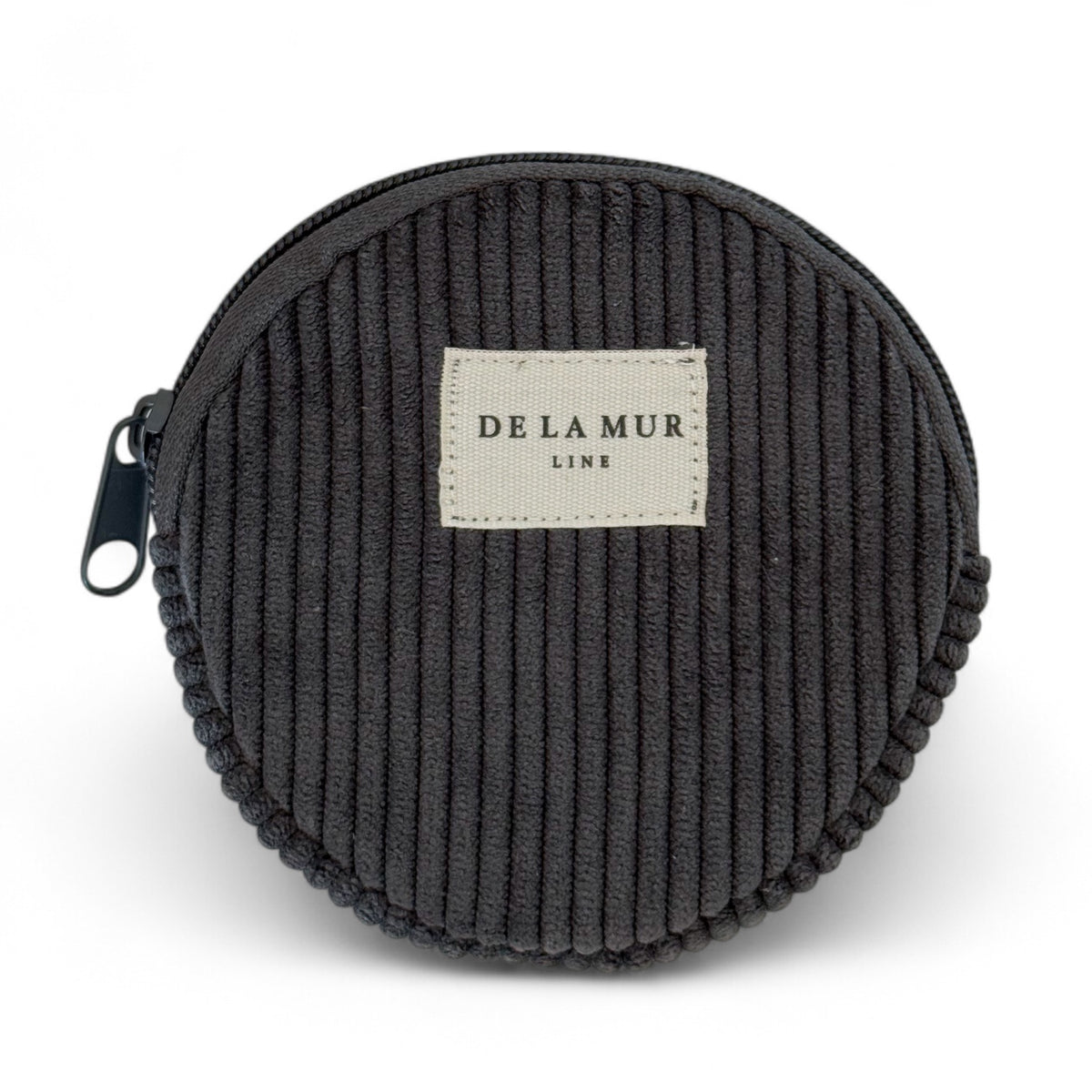 Corduroy Round Coin Purse – Charcoal Gray (Boni)