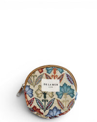 DE LA MUR Flora floral jacquard round coin purse in multicolor, front view
