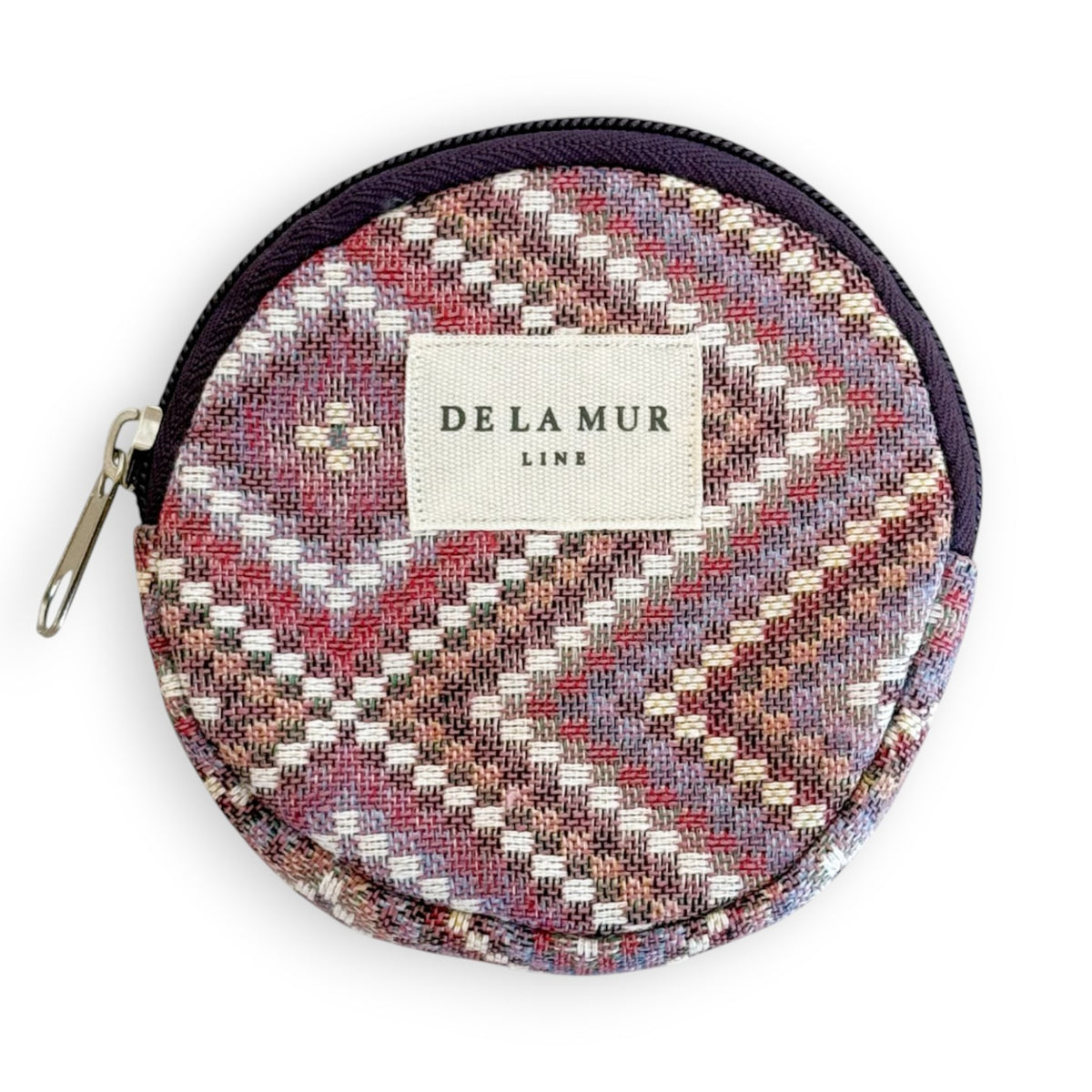 Geometric Jacquard Round Coin Purse – Pink & Lilac (Nana)