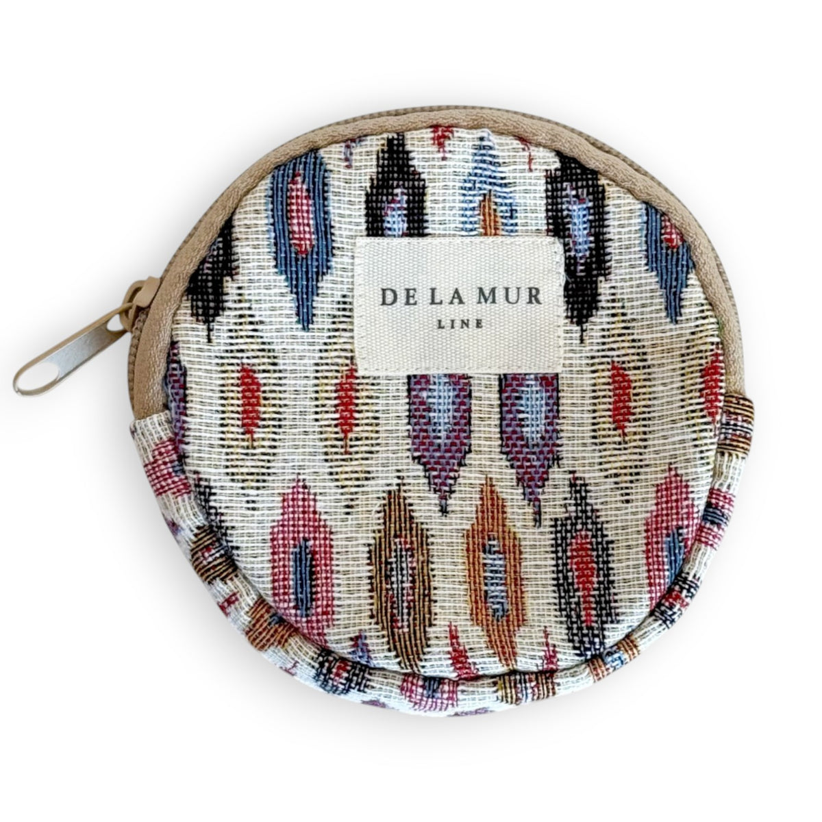 Geometric Jacquard Round Coin Purse – Pink & Lilac (Urban)