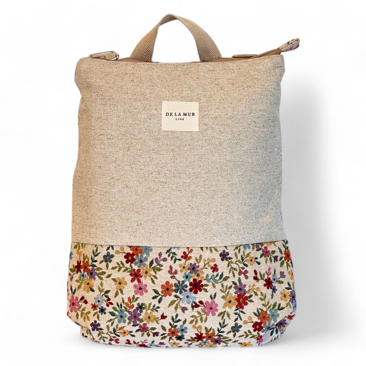 Floral Jacquard Backpack – Beige (Blum)