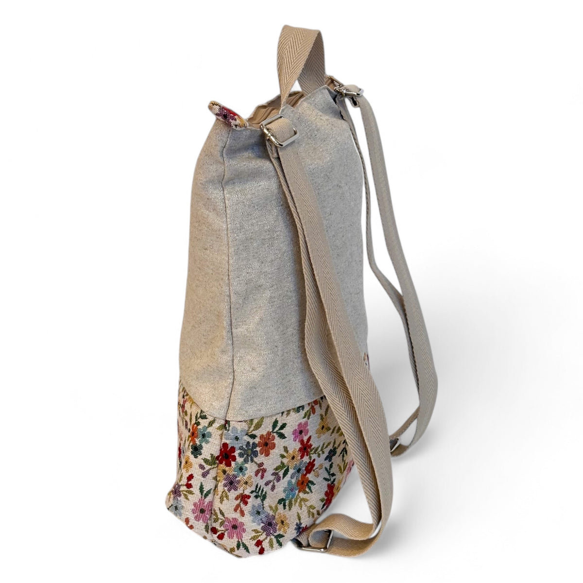 Floral Jacquard Backpack – Beige (Blum)