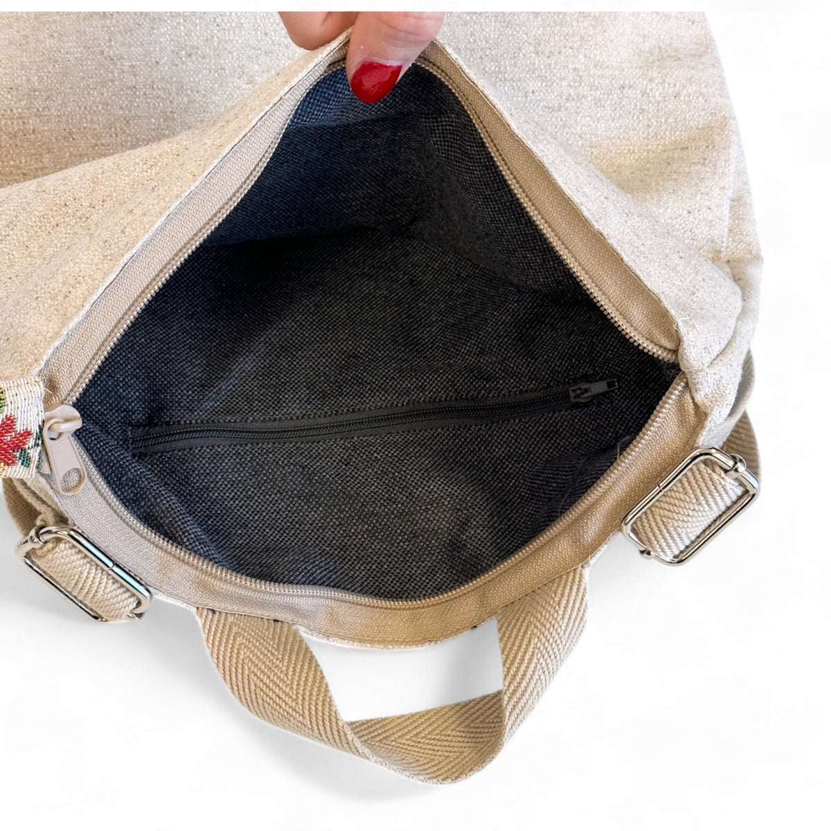 Floral Jacquard Backpack – Beige (Blum)