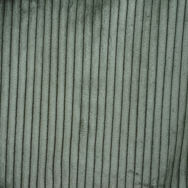 Close-up of DE LA MUR Musgo olive green ribbed corduroy fabric detail