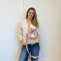 Geometric Jacquard Lunch Bag – Terracotta & Lilac (Onda)