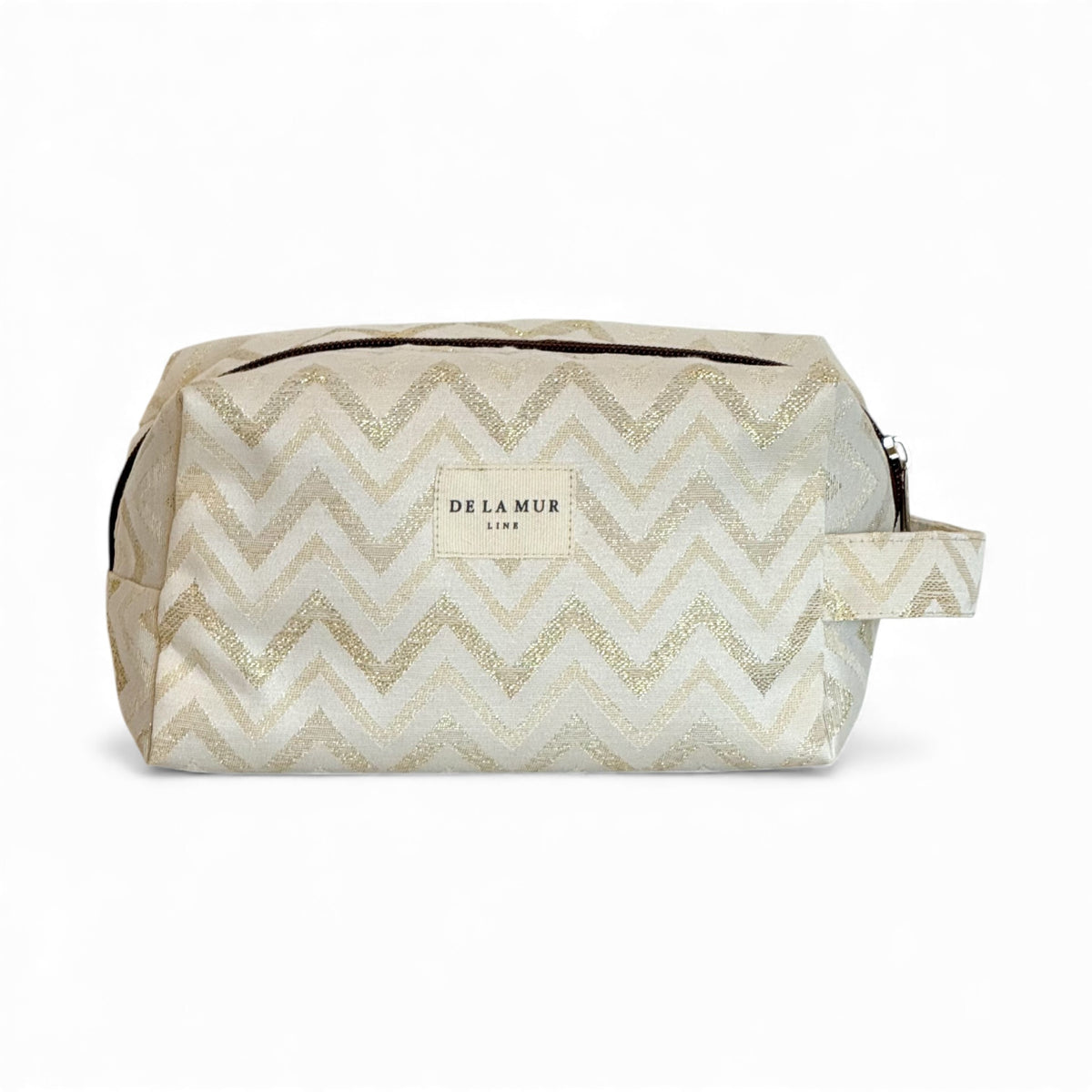 Zigzag Squared Makeup Bag – Gold & Off-White (Astro)
