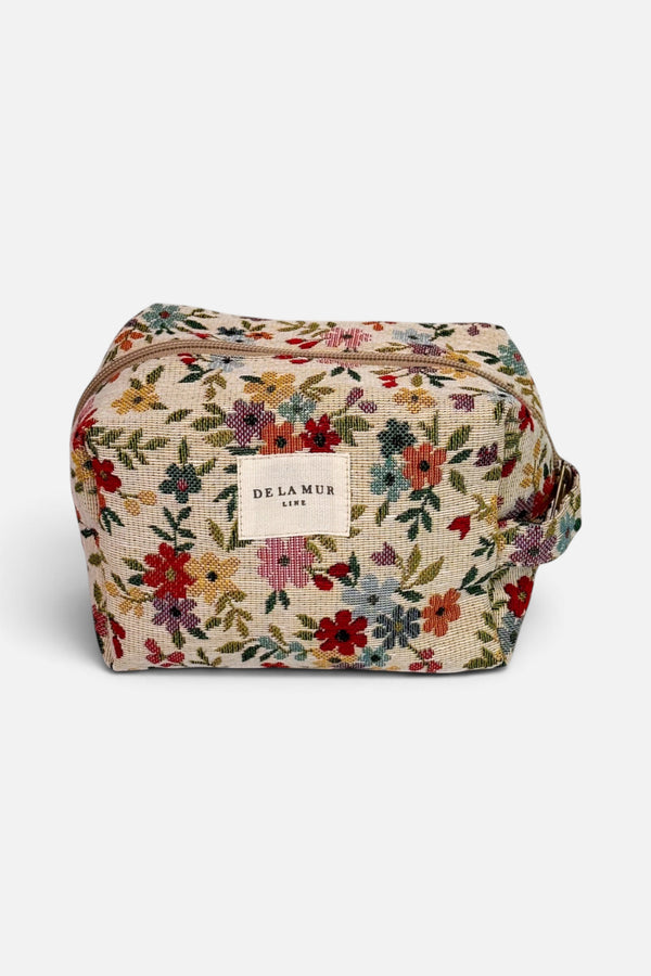 DE LA MUR Blum floral jacquard squared makeup bag, side view