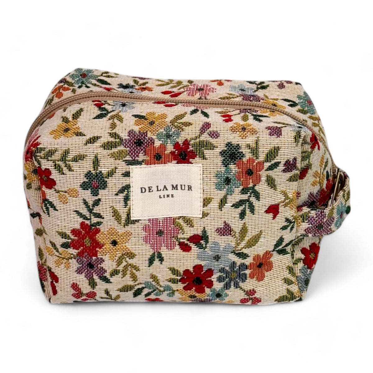 Floral Jacquard Squared Makeup Bag – Beige (Blum)