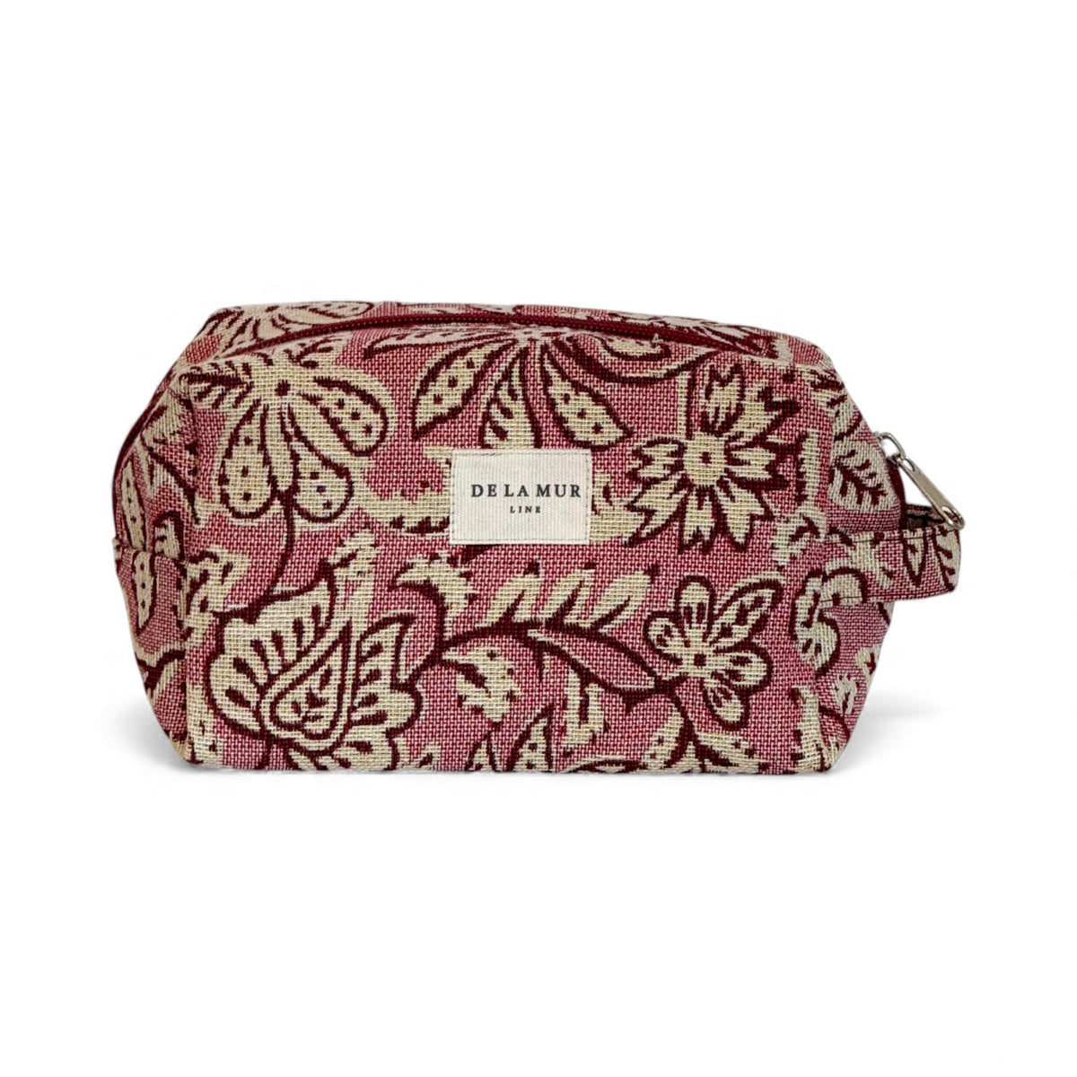 Floral Jacquard Squared Makeup Bag – Ecru & Pink (Came)
