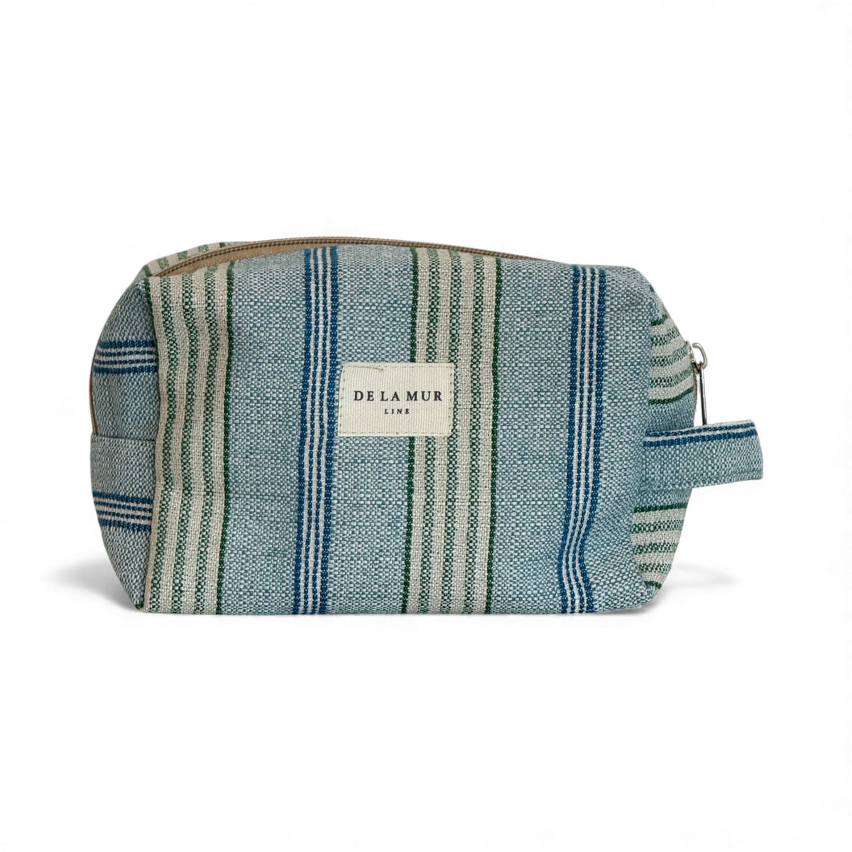 Striped Jacquard Squared Makeup Bag – Blue & Green (Cata)