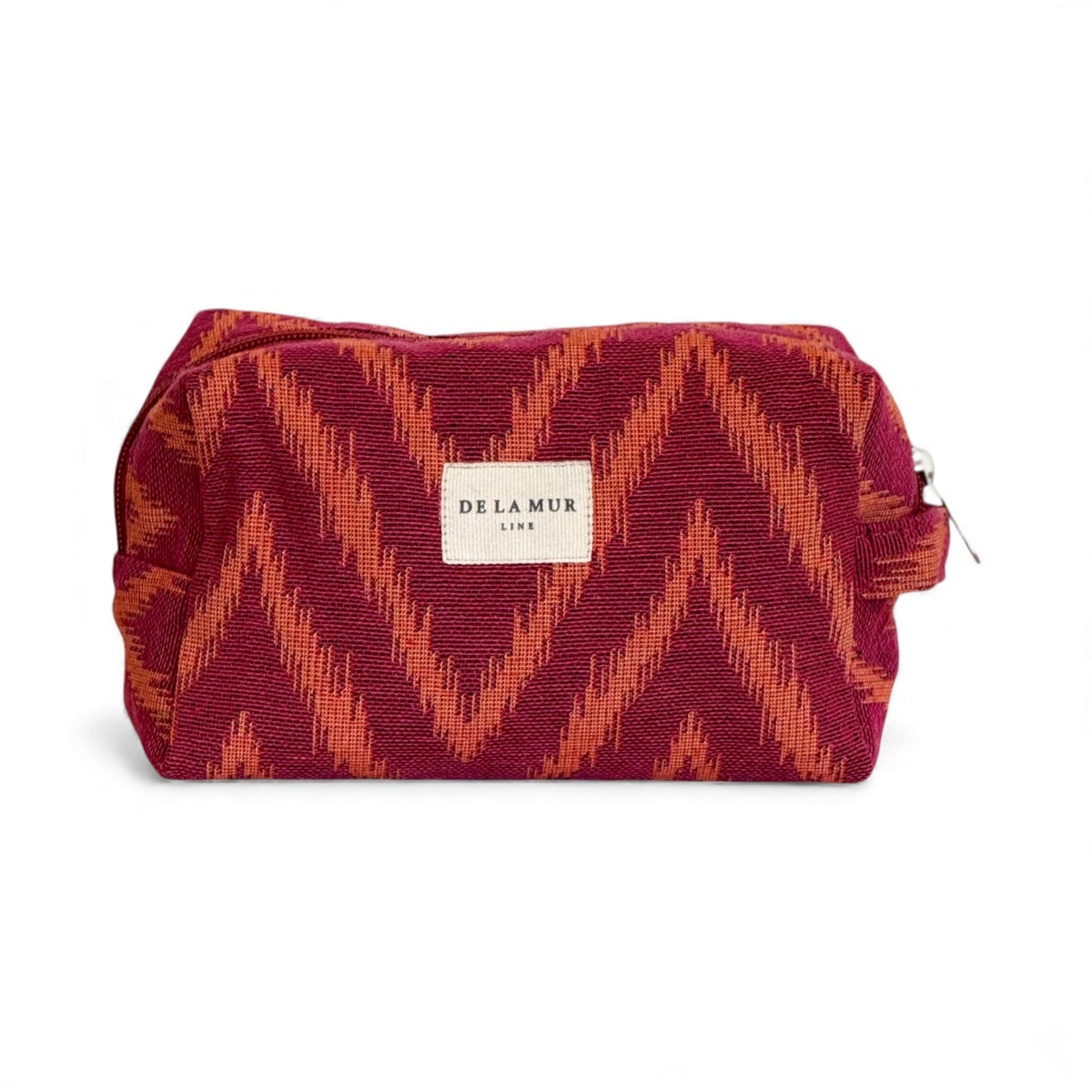 Zigzag Jacquard Squared Makeup Bag – Pink & Orange (Fuego)