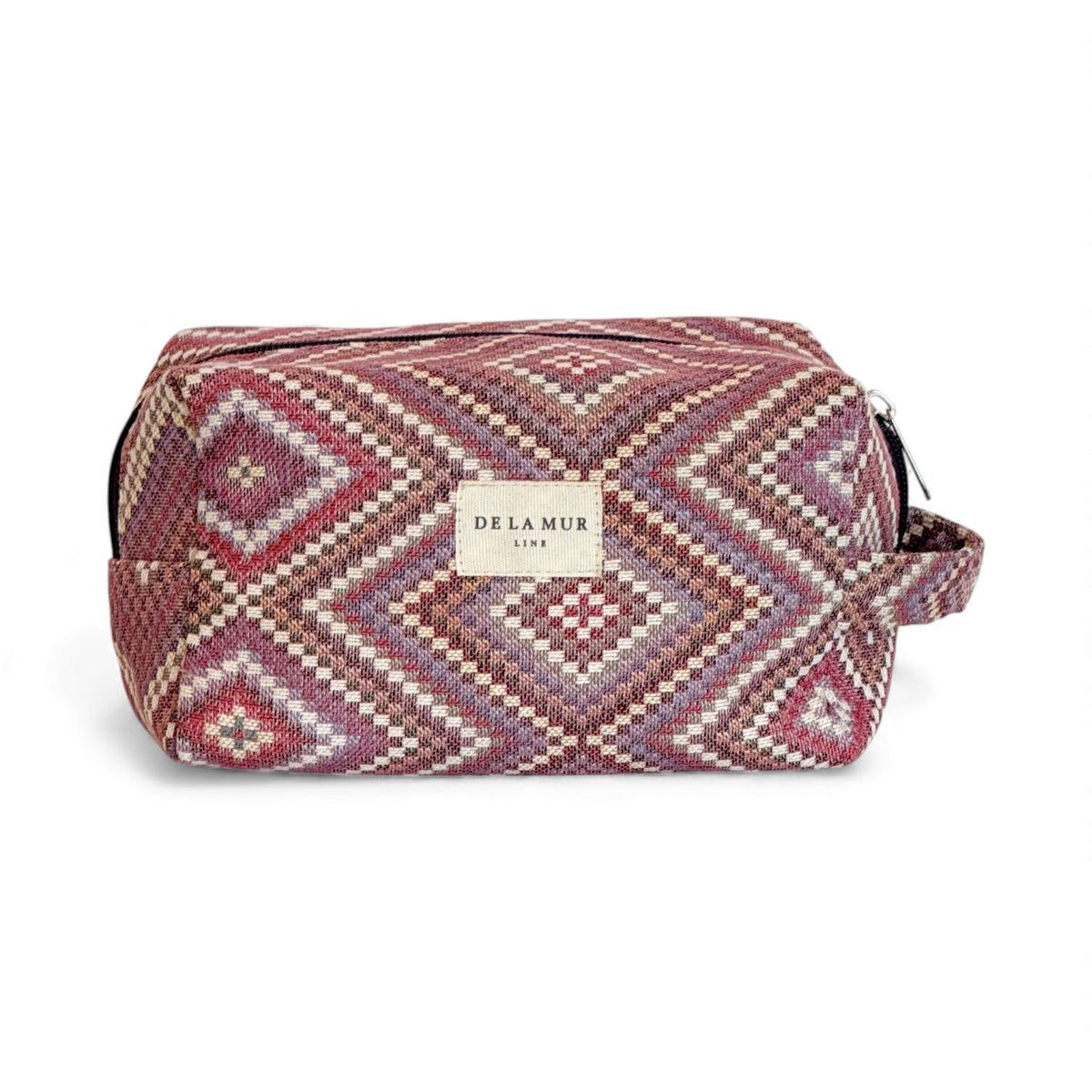 Geometric Jacquard Squared Makeup Bag – Pink & Lilac (Nana)