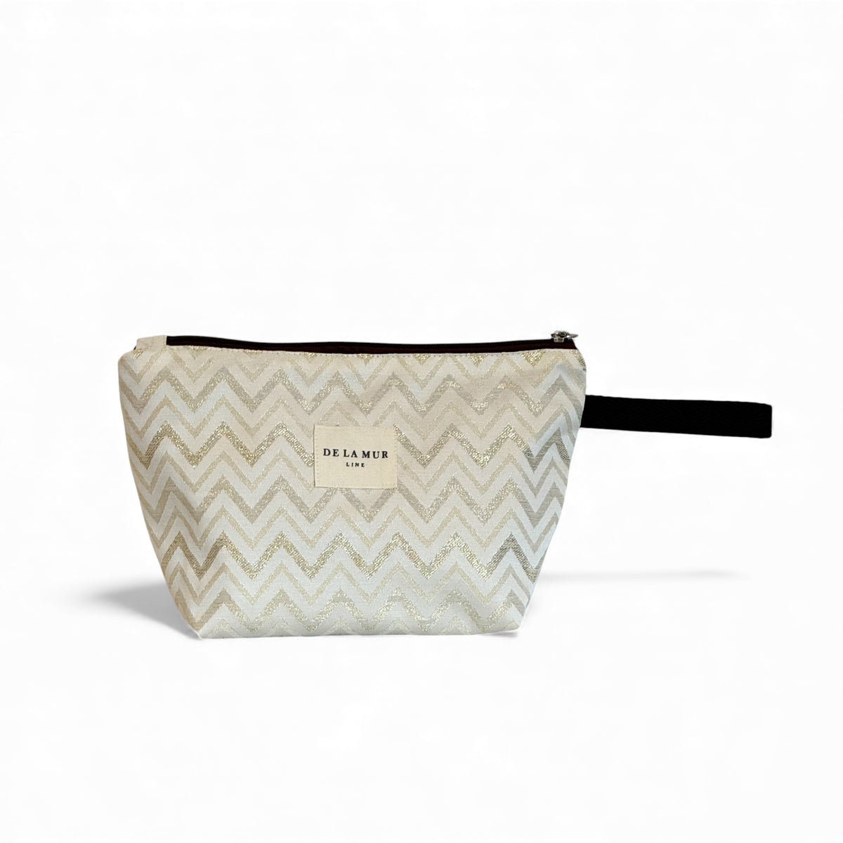 Zigzag Large Makeup Bag – Brown & Gold (Astro)