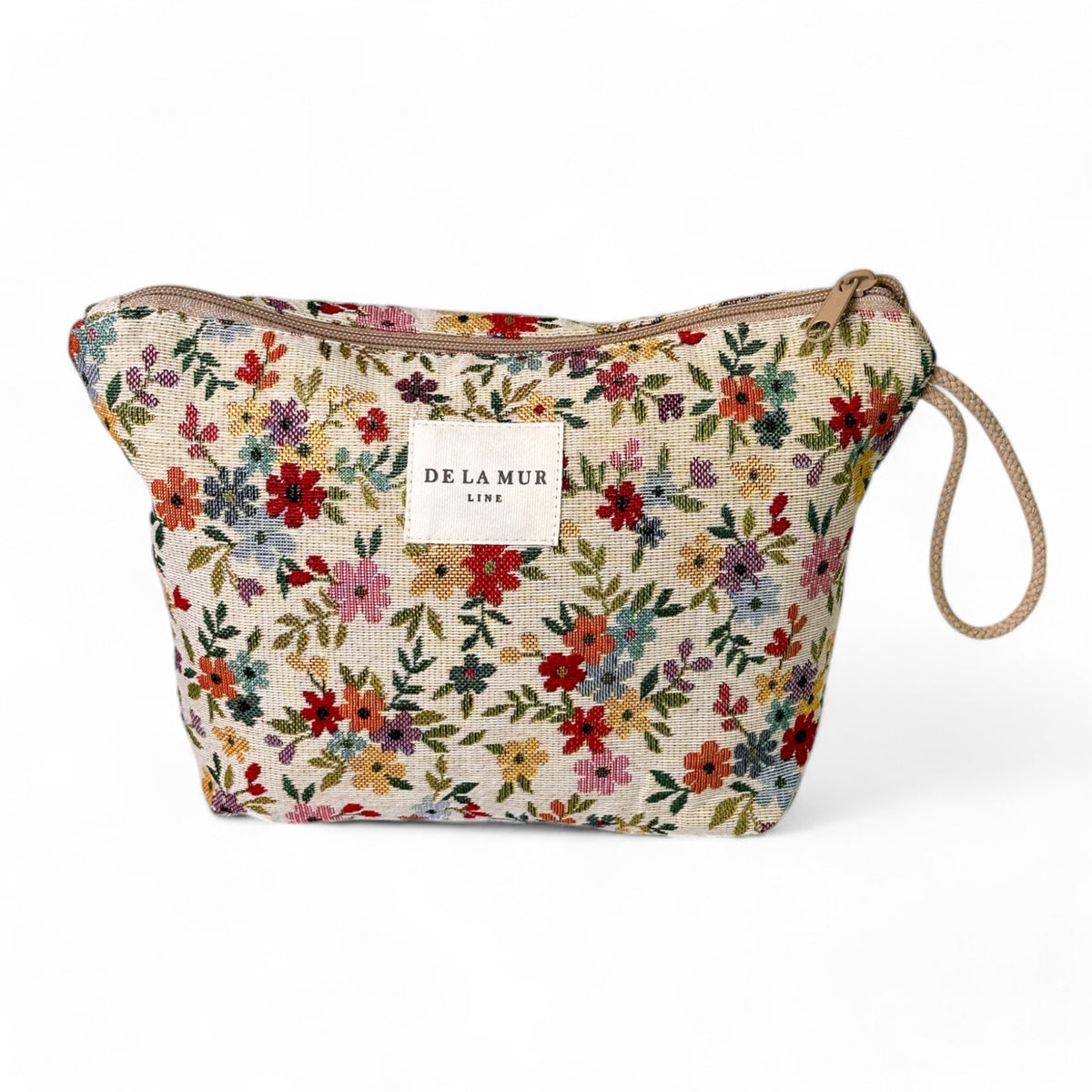 Floral Jacquard Large Makeup Bag – Beige (Blum)