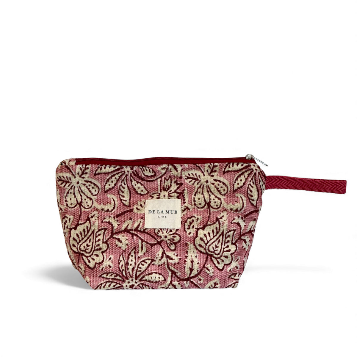 Floral Jacquard Large Makeup Bag – Burgundy & Ecru (Came)