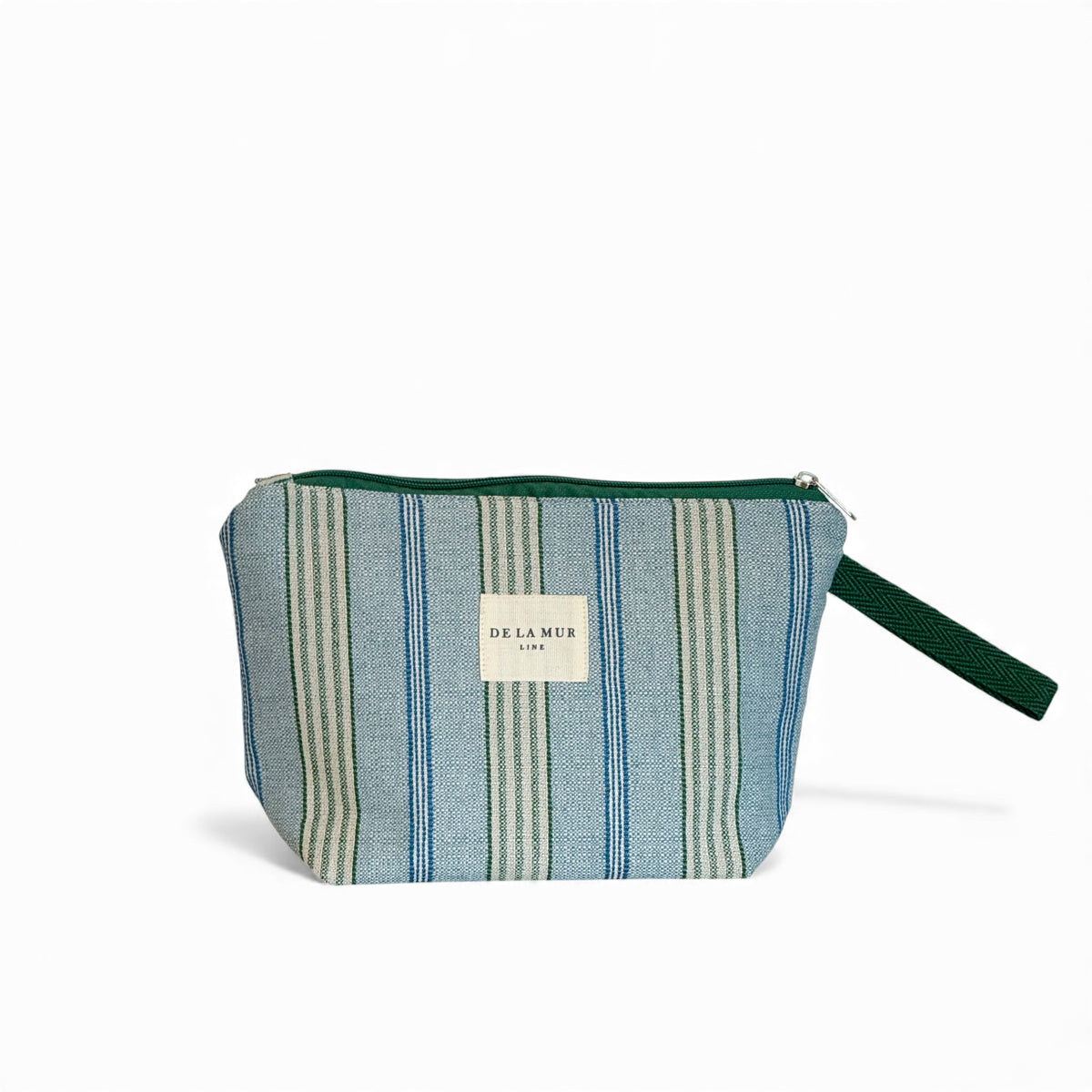Striped Jacquard Large Makeup Bag – Green & Blue (Cata)