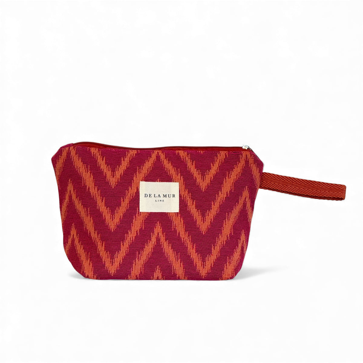 Zigzag Jacquard Large Makeup Bag – Pink & Orange (Fuego)