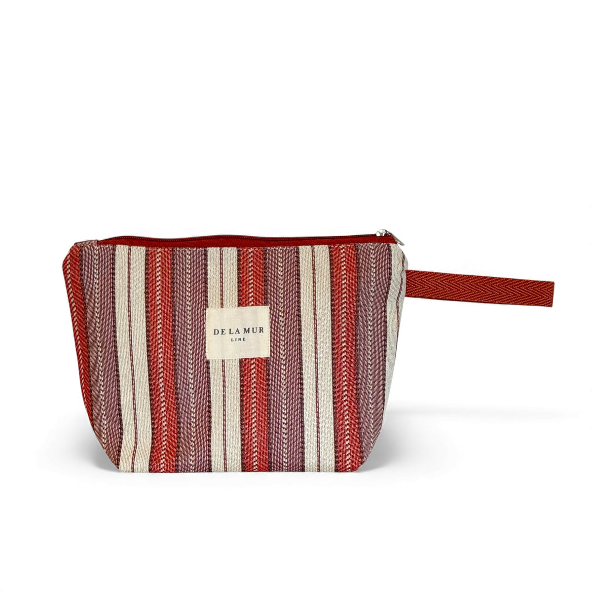 Striped Jacquard Large Makeup Bag – Burgundy & Lilac (Make)