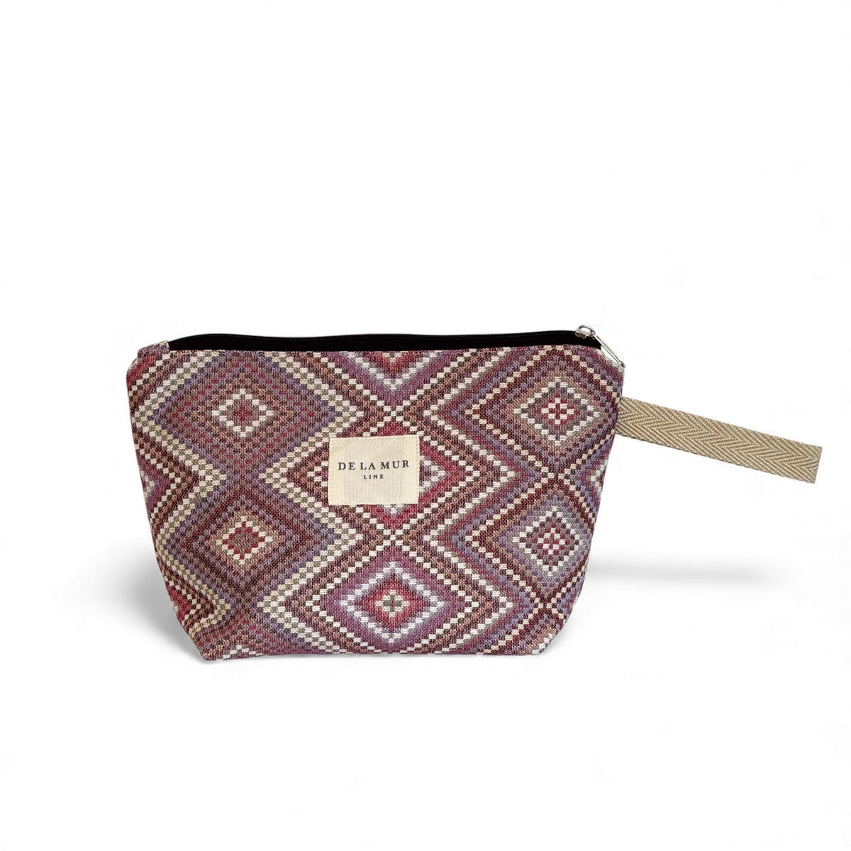 Jacquard Large Makeup Bag – Beige & Lilac (Nana)
