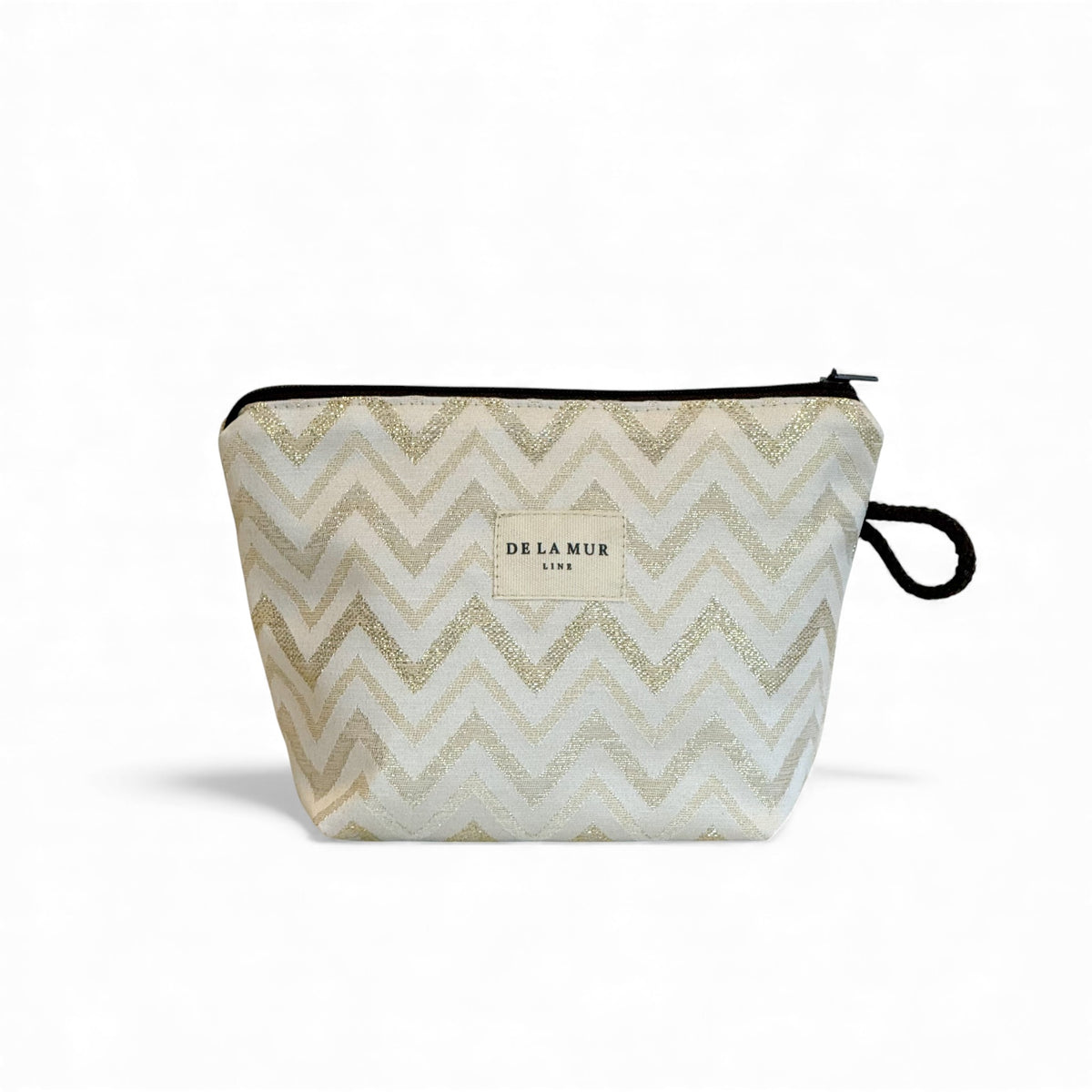 Zigzag Small Makeup Bag – Brown & Gold (Astro)