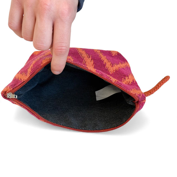 Zigzag Jacquard Small Makeup Bag – Pink & Orange (Fuego)