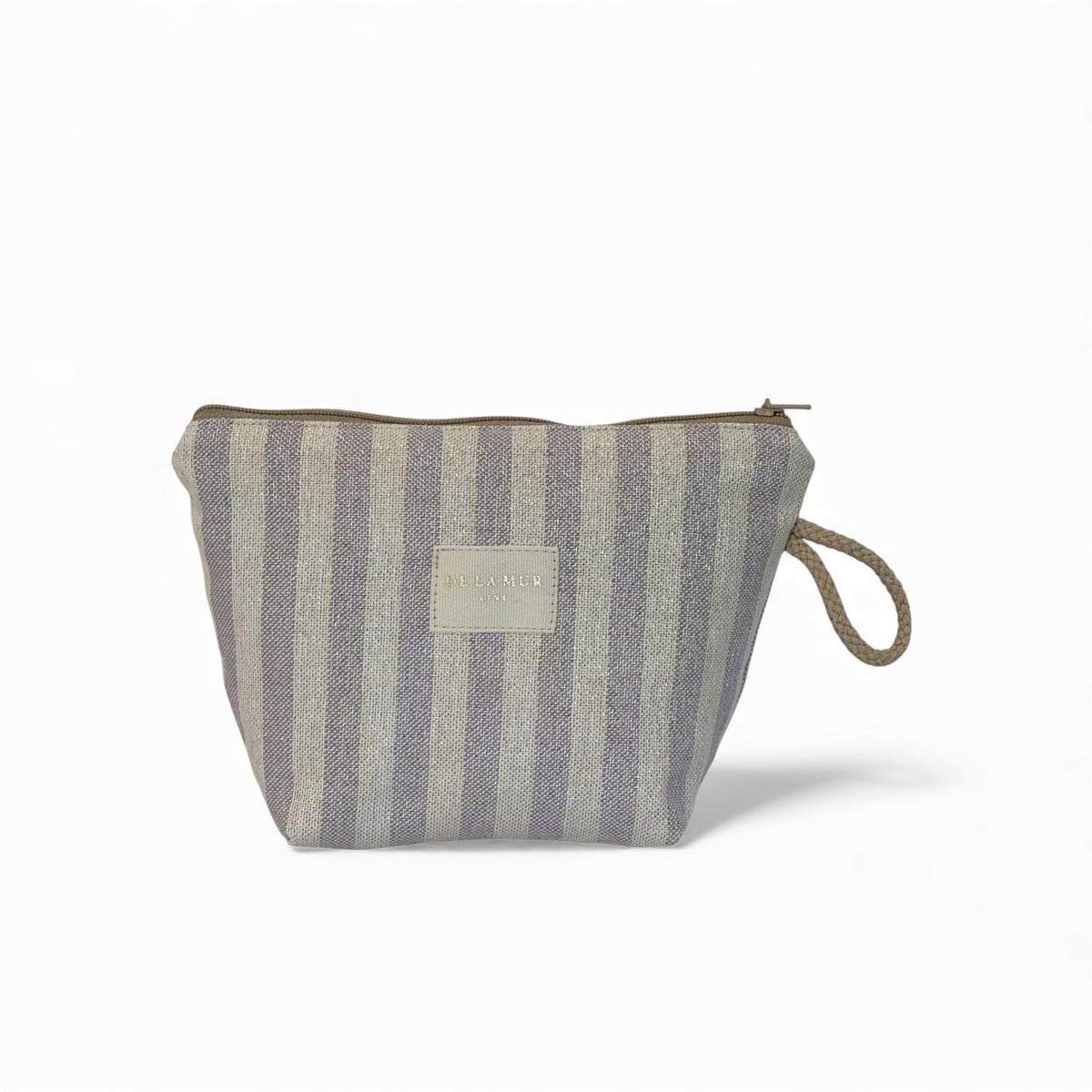 Striped Small Makeup Bag – Lilac & Gold (Lulil)