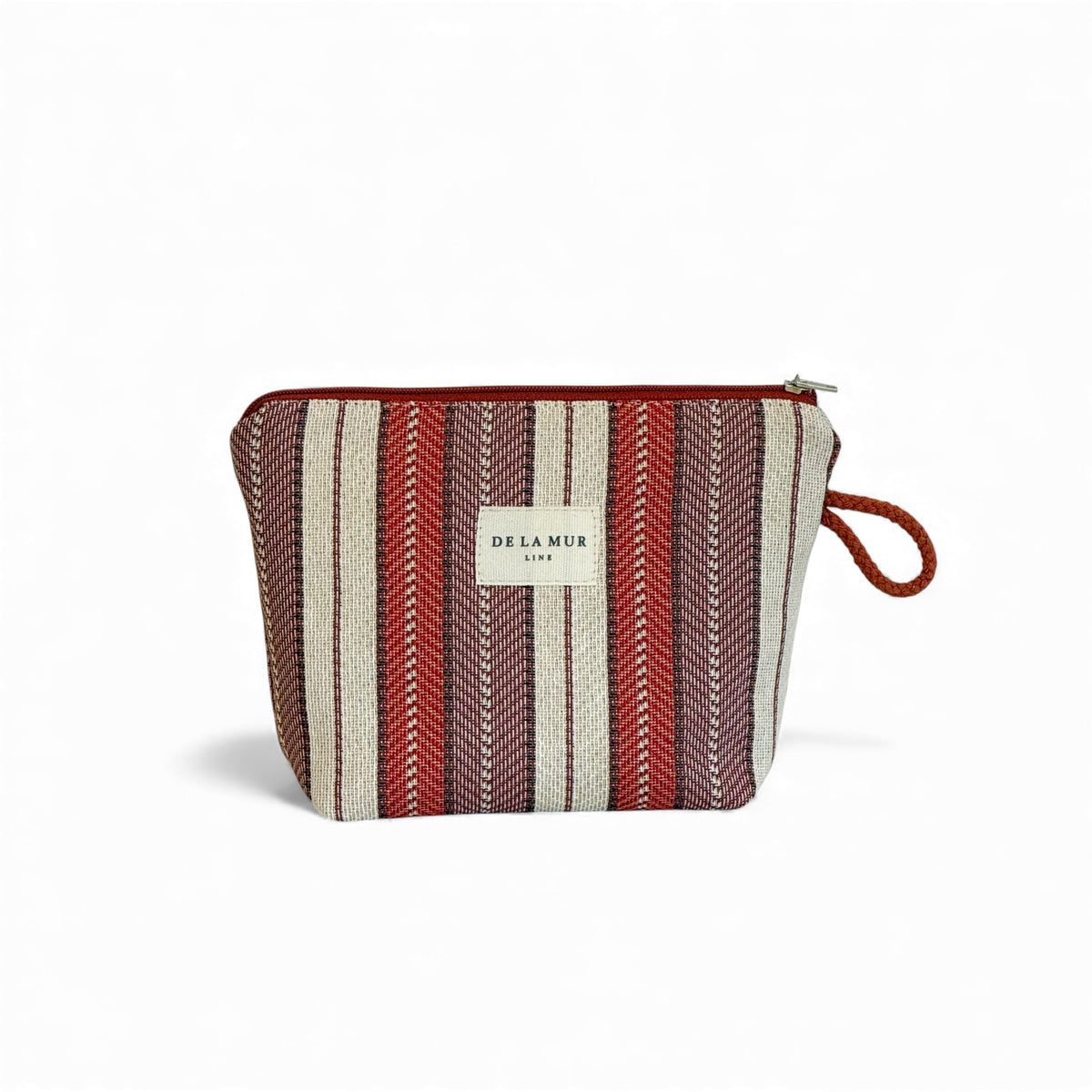 Striped Jacquard Small Makeup Bag – Burgundy & Lilac (Make)