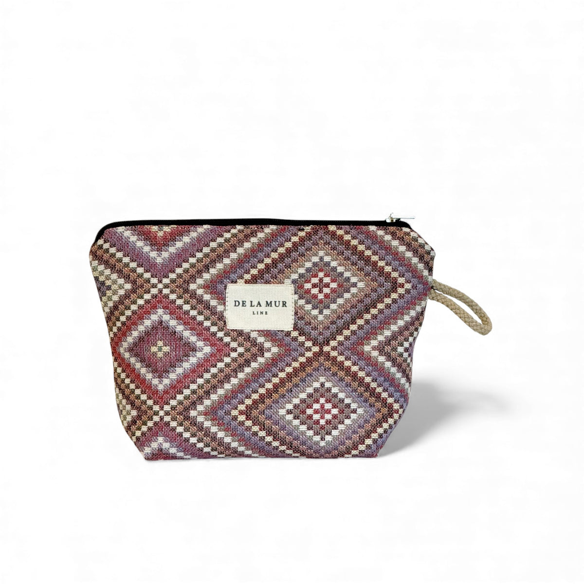 Geometric Jacquard Small Makeup Bag – Pink & Lilac (Nana)