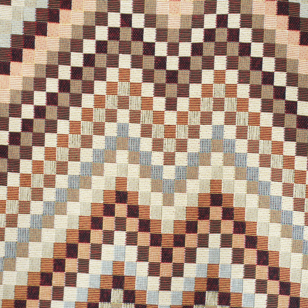 Close-up of DE LA MUR Pier woven zigzag jacquard fabric in brown and beige