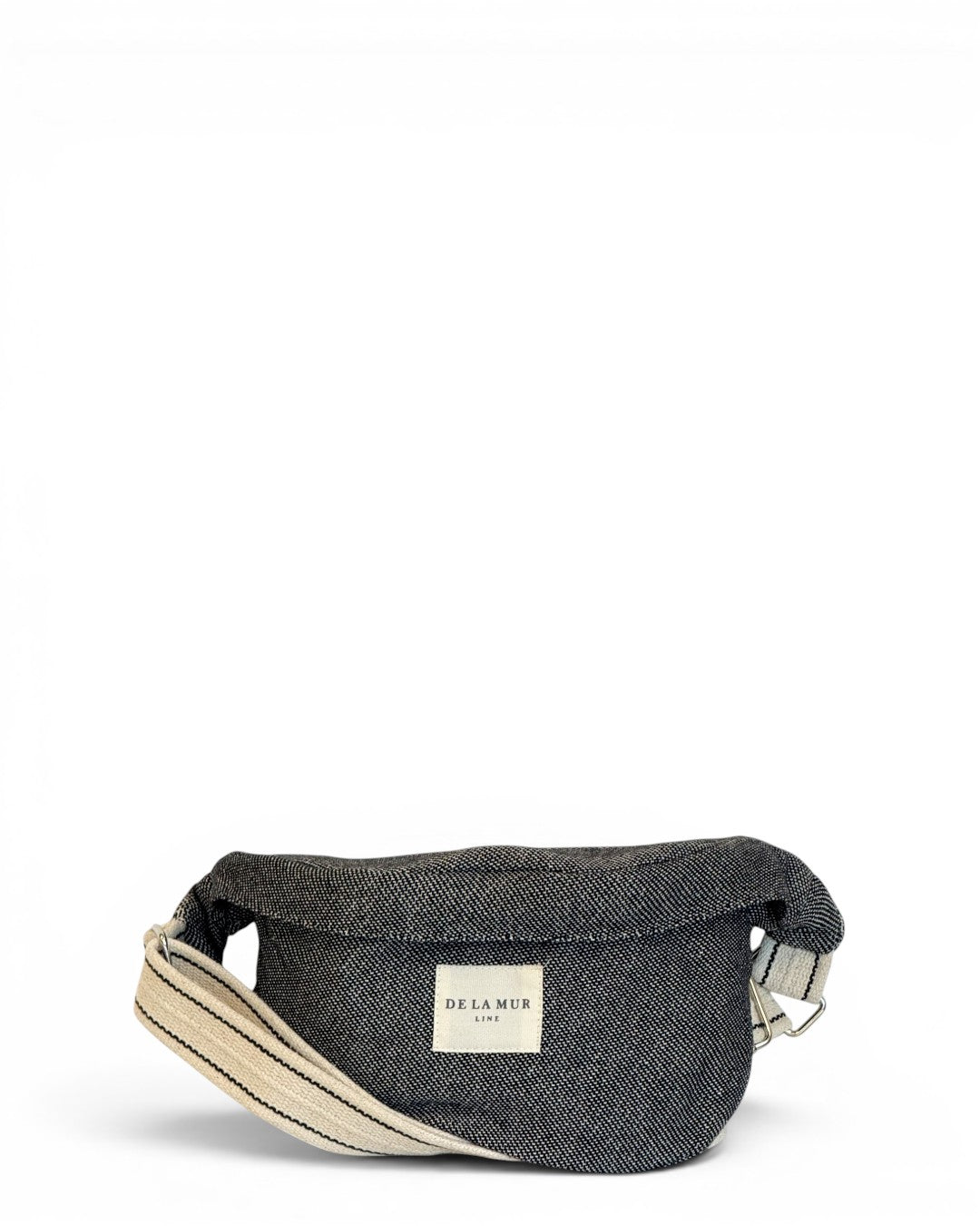DE LA MUR Sinay herringbone jacquard fanny pack in off-white, front view