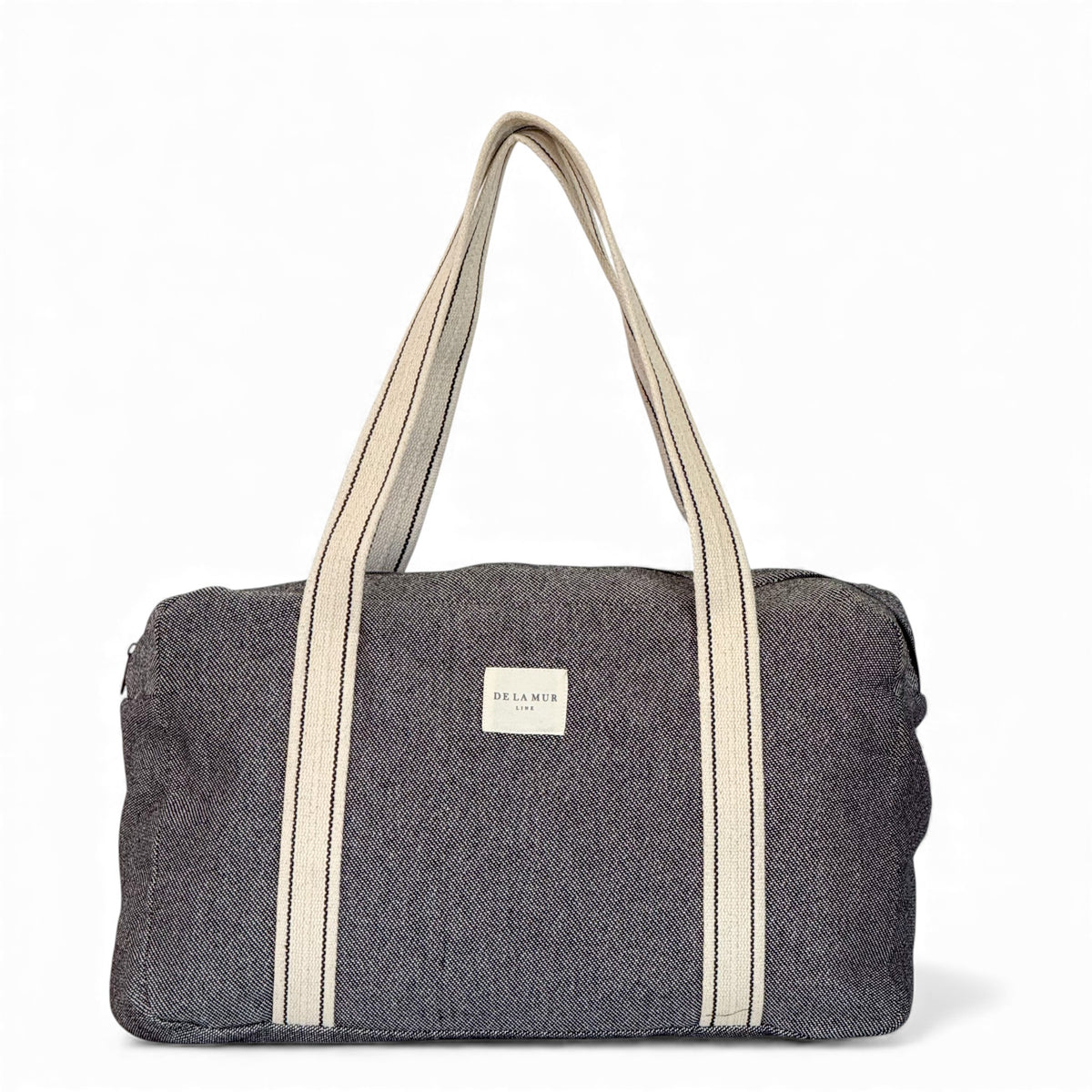 DE LA MUR Sinay striped jacquard sports bag in dark gray, front view