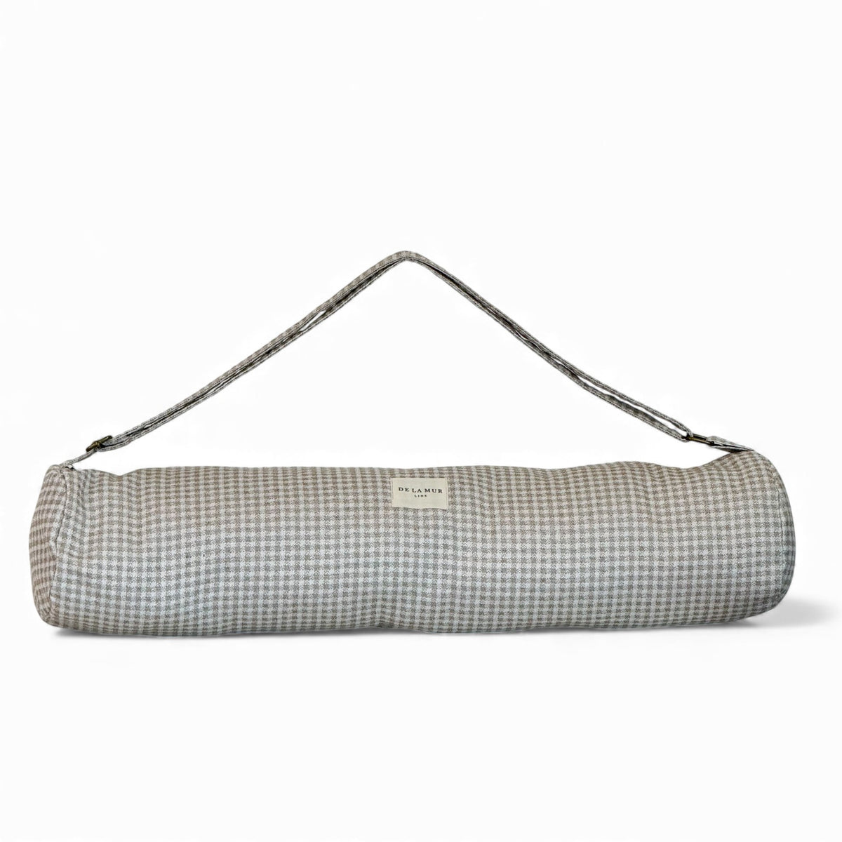 Gingham Jacquard Yoga Mat Bag – Beige & Ecru (Vison)