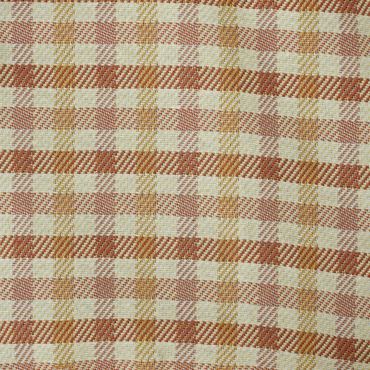 Close-up of DE LA MUR Zia terracotta and orange gingham jacquard fabric detail