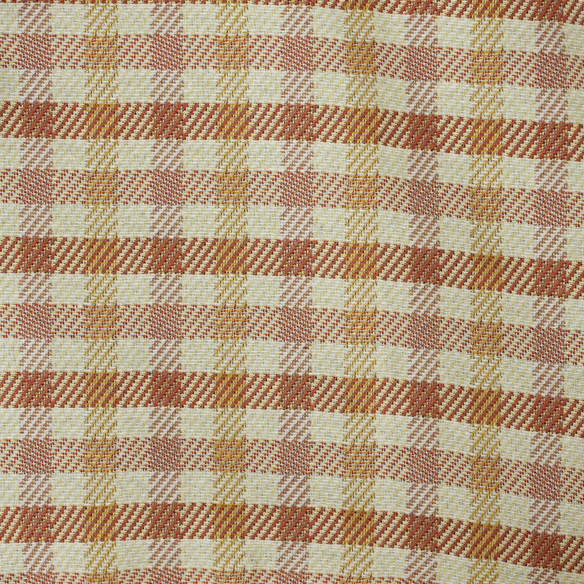 Close-up of DE LA MUR terracotta and orange gingham jacquard fabric